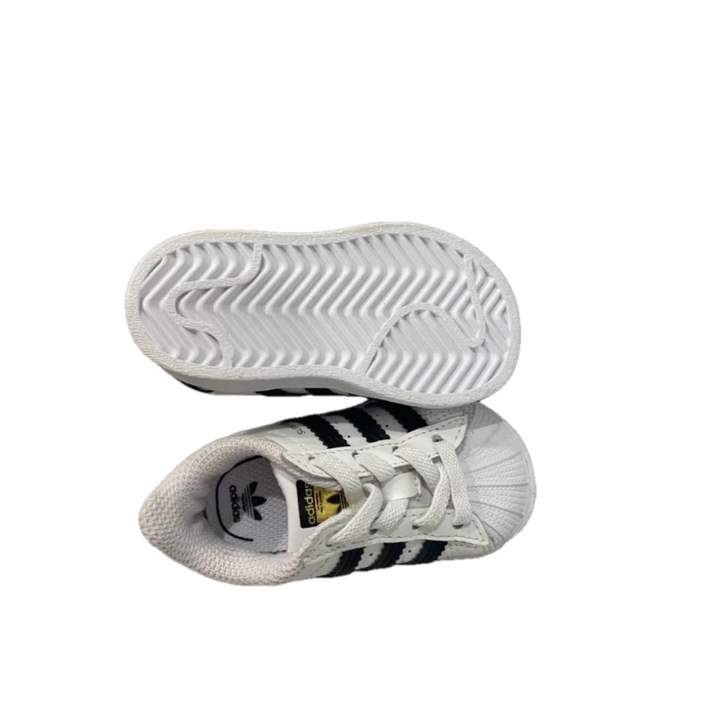 Baby Adidas Superstar Shoes White Black Size US 4K - Picture 7 of 8